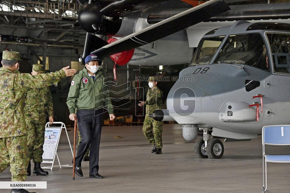 Japan's defense minister boards Osprey