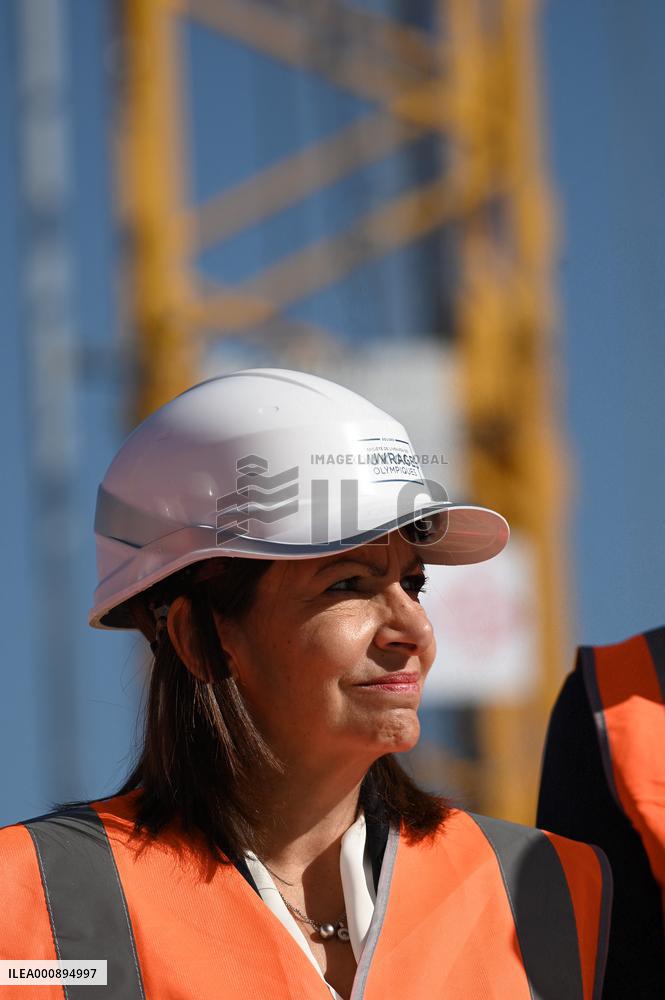 Macron Visits Olympic Village Construction Site - St Ouen