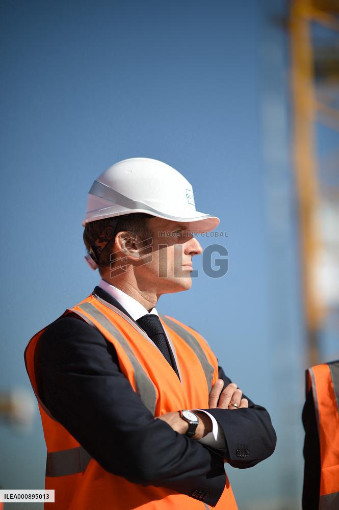Macron Visits Olympic Village Construction Site - St Ouen
