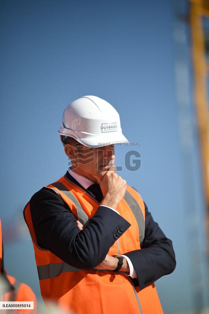 Macron Visits Olympic Village Construction Site - St Ouen