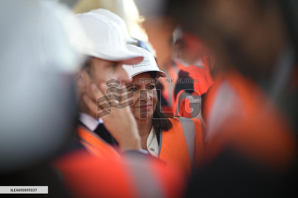 Macron Visits Olympic Village Construction Site - St Ouen
