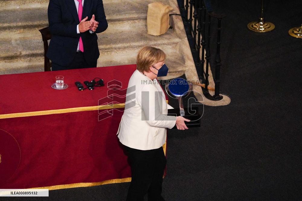 Angela Merkel Receives Charles V European Award