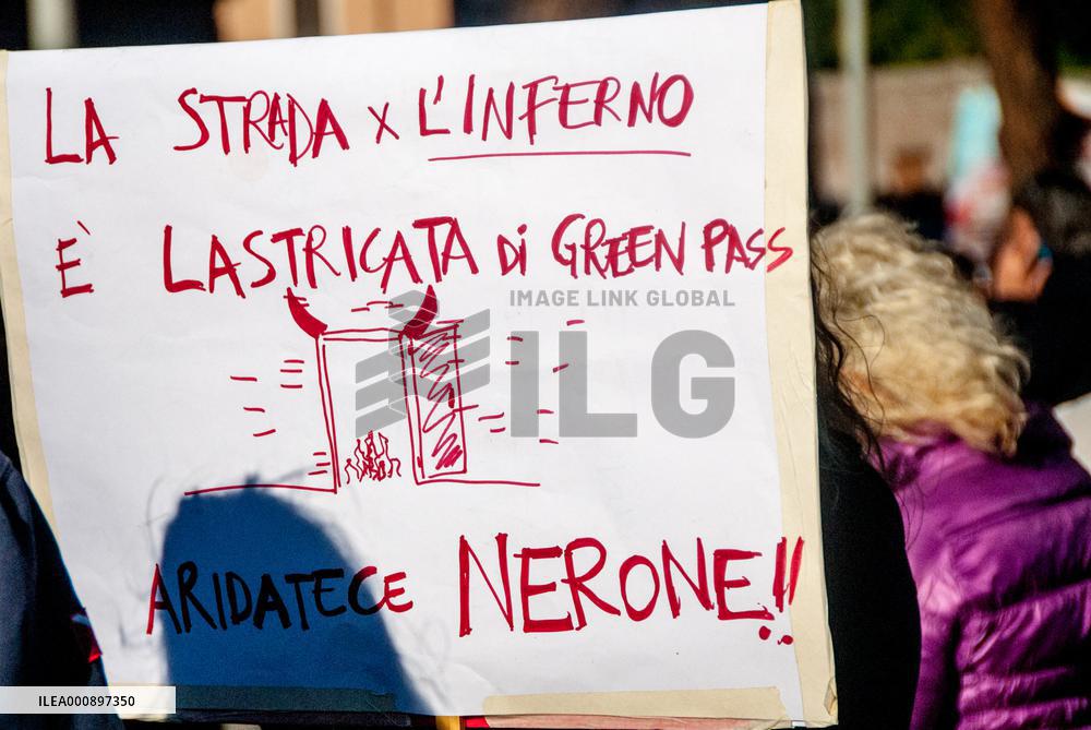 No Green Pass Protest - Rome