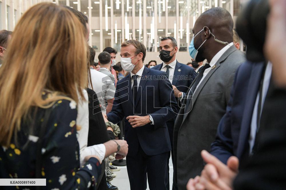 Emmanuel Macron siege du COJO Paris 2024 - Ste Denis