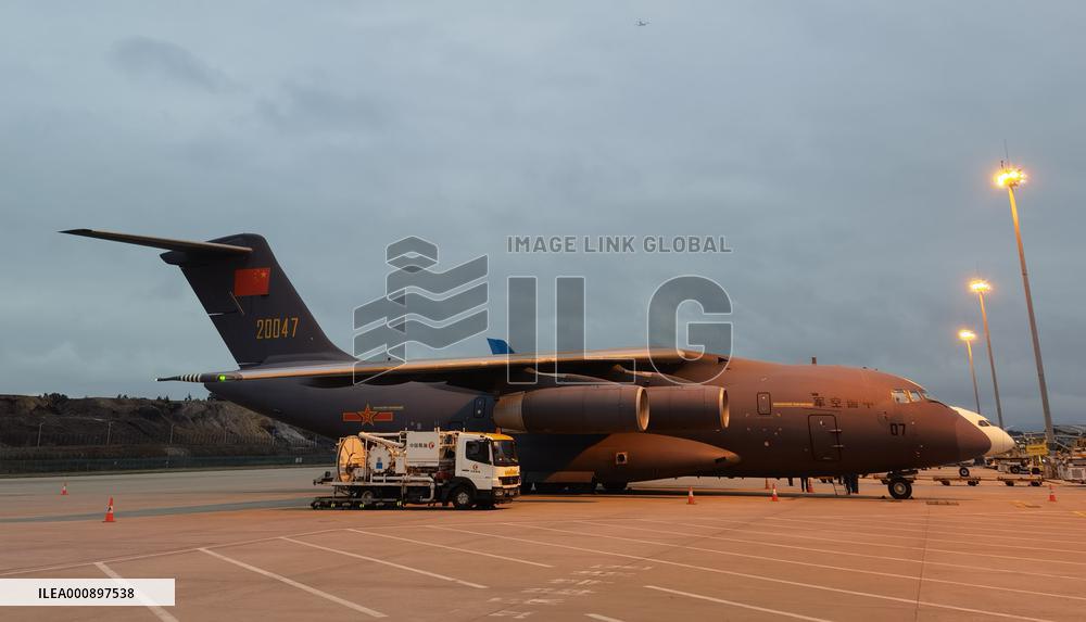 CHINA-GUANGZHOU-MILITARY PLANES-TONGA-RELIEF SUPPLIES-RETURN (CN)