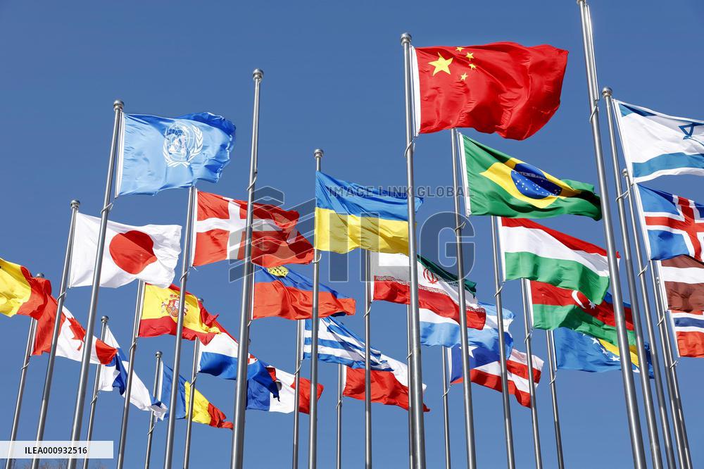Flags at Beijing Paralympics athletes' village