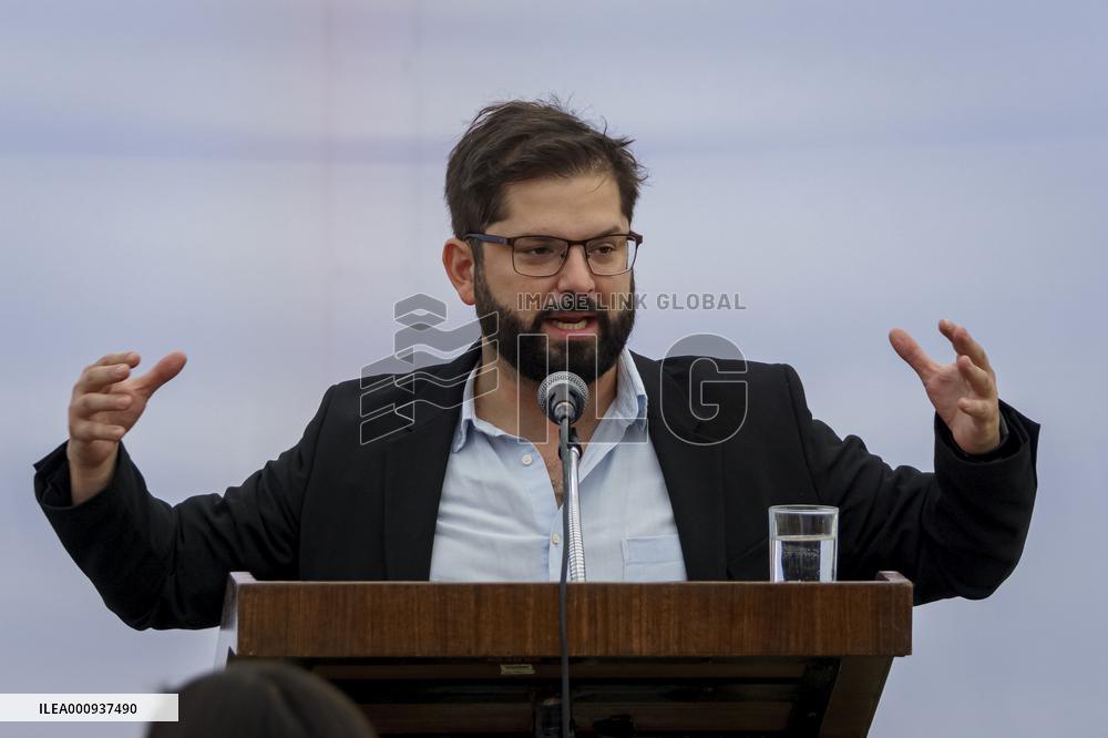 Activity of the President Elect of Chile Gabriel Boric before ta