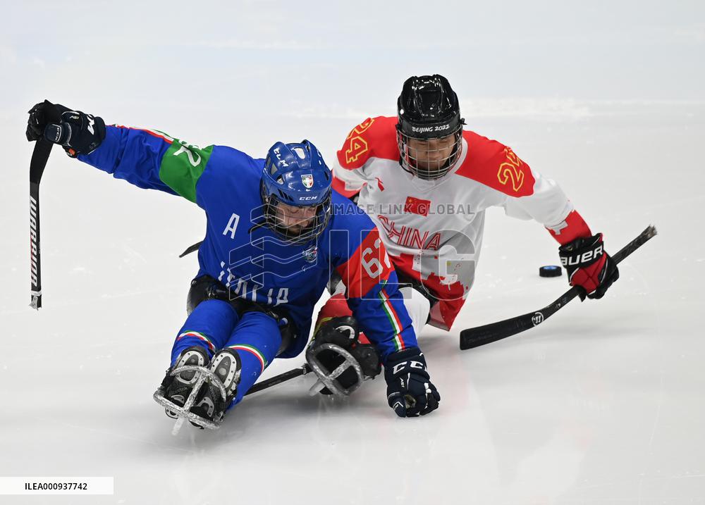 (SP)CHINA-BEIJING-WINTER PARALYMPICS-PARA ICE HOCKEY-GROUP B-CHN VS ITA (CN)