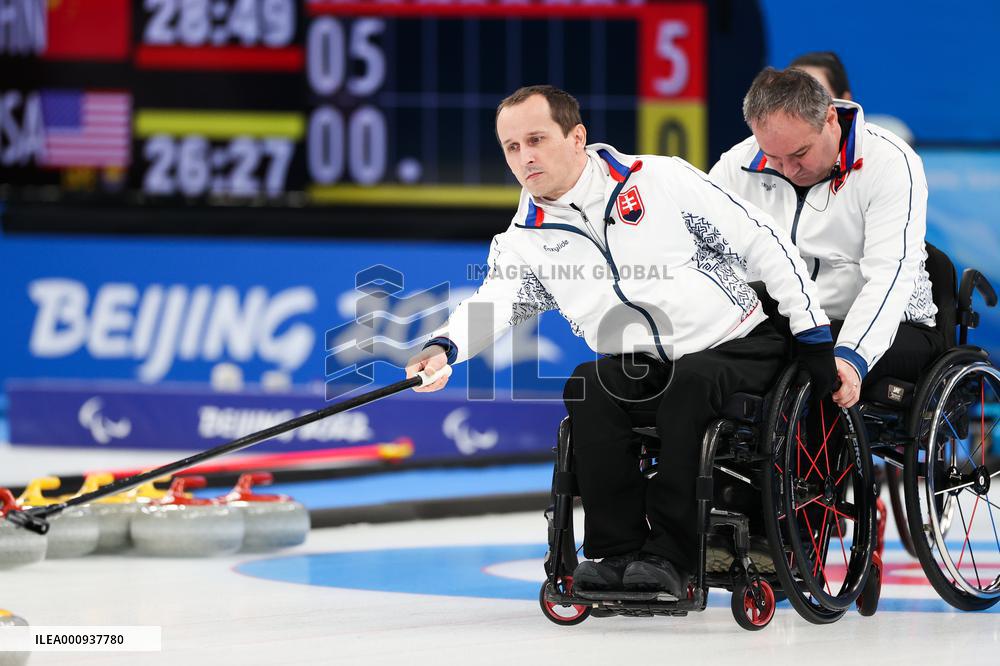 (SP)CHINA-BEIJING-WINTER PARALYMPICS-WHEELCHAIR CURLING-ROUND ROBIN SESSION-CAN VS SVK (CN)