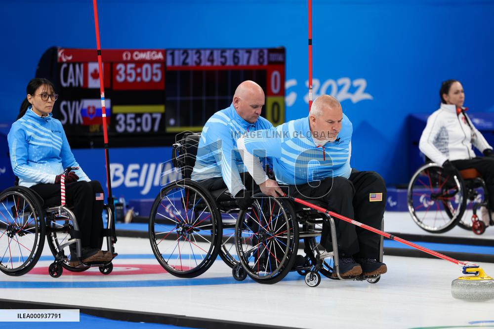 (SP)CHINA-BEIJING-WINTER PARALYMPICS-WHEELCHAIR CURLING-ROUND ROBIN SESSION-CHN VS USA (CN)