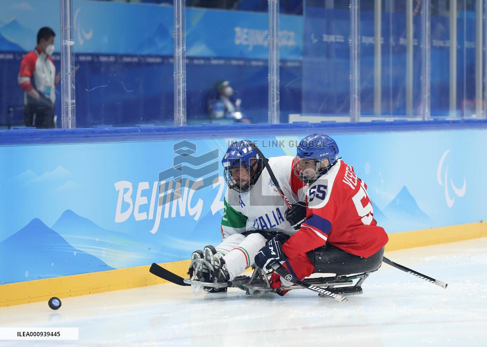 (SP)CHINA-BEIJING-WINTER PARALYMPICS-PARA ICE HOCKEY-CLASSIFICATION GAME 5-6-CZE VS ITA