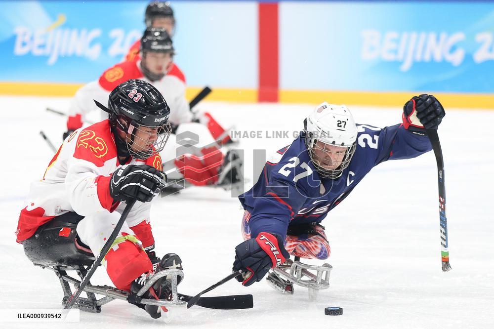 (SP)CHINA-BEIJING-WINTER PARALYMPICS-PARA ICE HOCKEY-SEMIFINALS-CHN VS USA