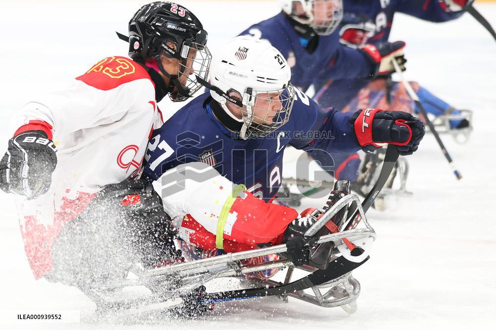 (SP)CHINA-BEIJING-WINTER PARALYMPICS-PARA ICE HOCKEY-SEMIFINALS-CHN VS USA
