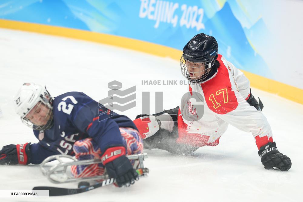 (SP)CHINA-BEIJING-WINTER PARALYMPICS-PARA ICE HOCKEY-SEMIFINALS-CHN VS USA(CN)