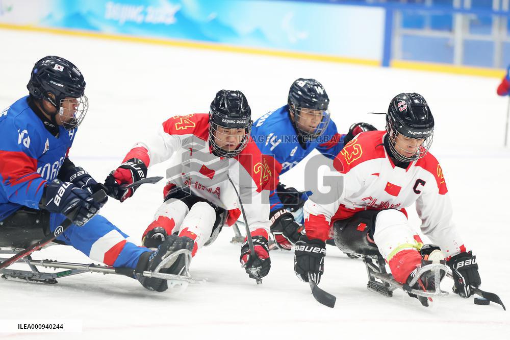 (SP)CHINA-BEIJING-WINTER PARALYMPICS-PARA ICE HOCKEY-BRONZE MEDAL GAME-CHN VS KOR(CN)