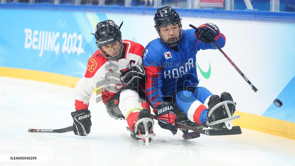 (SP)CHINA-BEIJING-WINTER PARALYMPICS-PARA ICE HOCKEY-BRONZE MEDAL GAME-CHN VS KOR(CN)