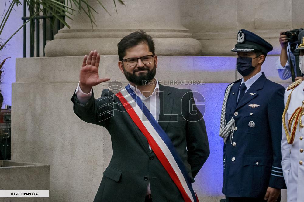 Gabriel Boric Font arrives at La Moneda Palace as President of Chile