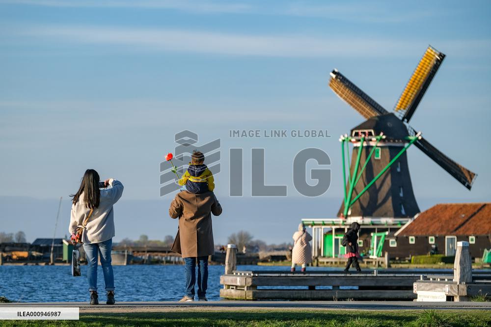 NETHERLANDS-ZAANDAM-ZAANSE SCHANS-WINDMILLS-SPRING