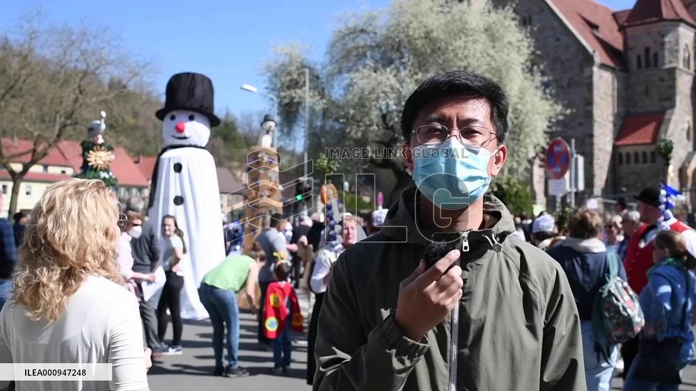 Summer Day Parade held in Weinheim, Germany to greet arrival of spring