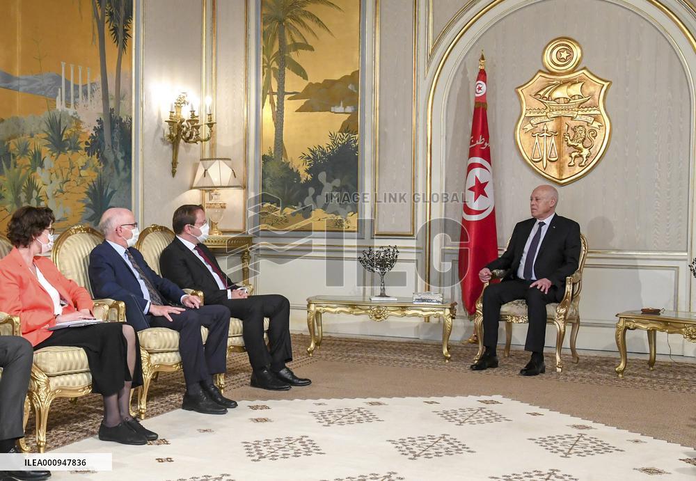 TUNISIA-TUNIS-PRESIDENT-EU-OFFICIAL-MEETING