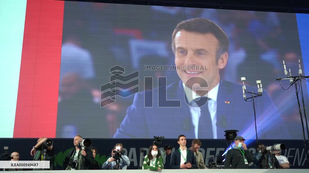 Macron holds first election rally