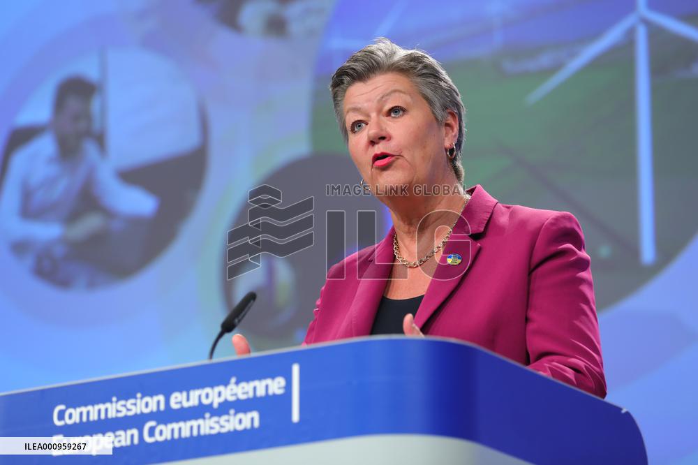 BELGIUM-BRUSSELS-EU-PRESS CONFERENCE-LEGAL MIGRATION