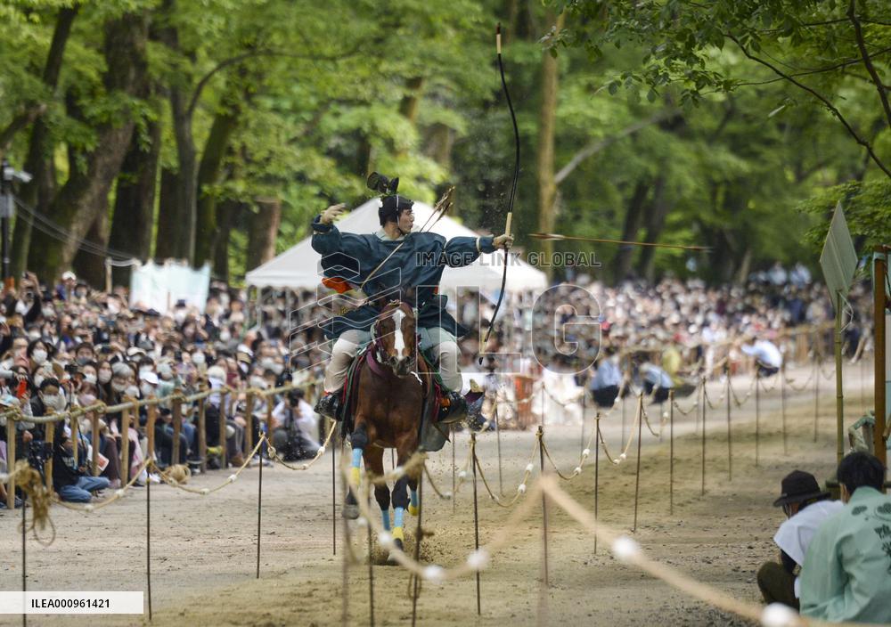 Mounted archery rite "Yabusame" held at Kyoto shrine