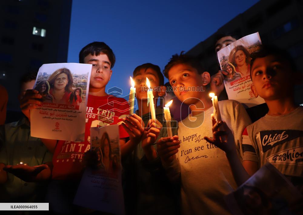 MIDEAST-GAZA CITY-CANDLELIGHT VIGIL