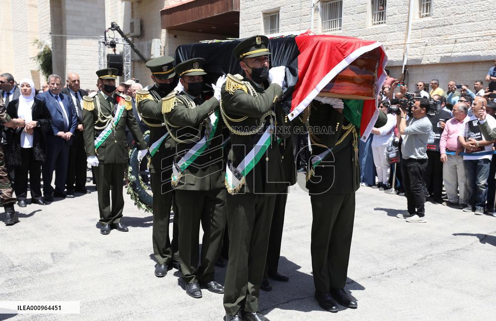 MIDEAST-RAMALLAH-JOURNALIST-FUNERAL