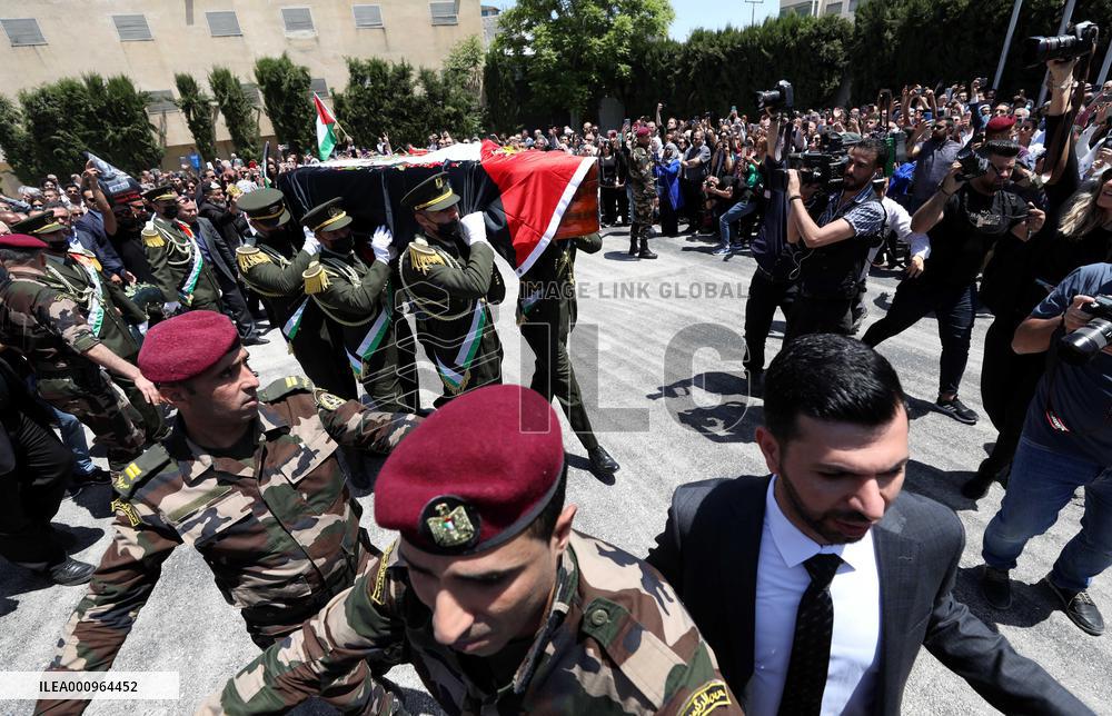MIDEAST-RAMALLAH-JOURNALIST-FUNERAL