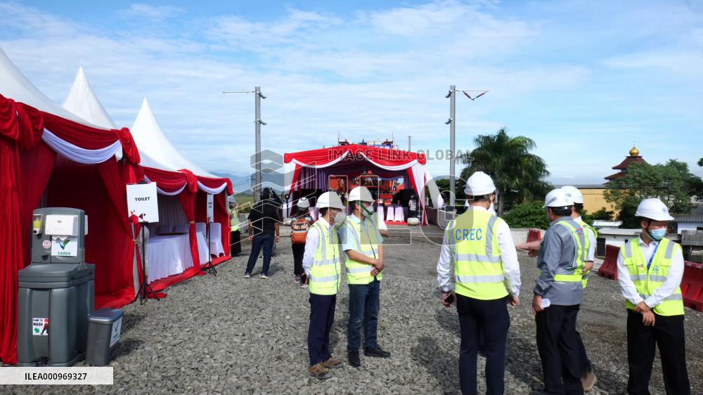 Box girders erected on sections of Indonesia's Jakarta-Bandung high-speed rail