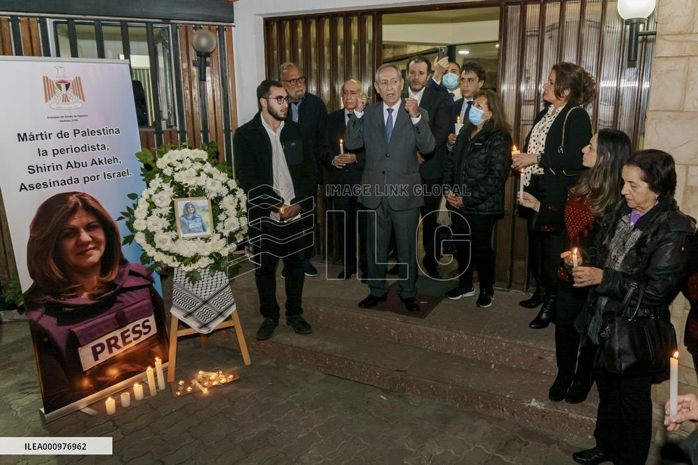 Palestinians in Chile demonstrate for the death of Shireen Abu  Aklehel