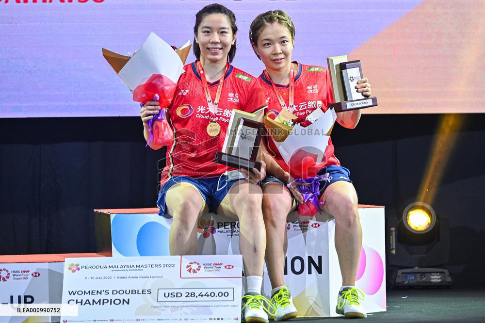 (SP)MALAYSIA-KUALA LUMPUR-BADMINTON-MALAYSIA MASTERS 2022-WOMEN'S DOULBES