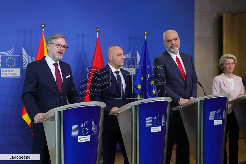 BELGIUM-BRUSSELS-EU-ALBANIA-NORTH MACEDONIA-ACCESSION NEGOTIATIONS