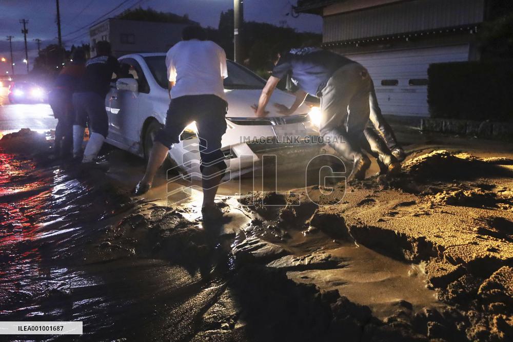Heavy rain in central Japan