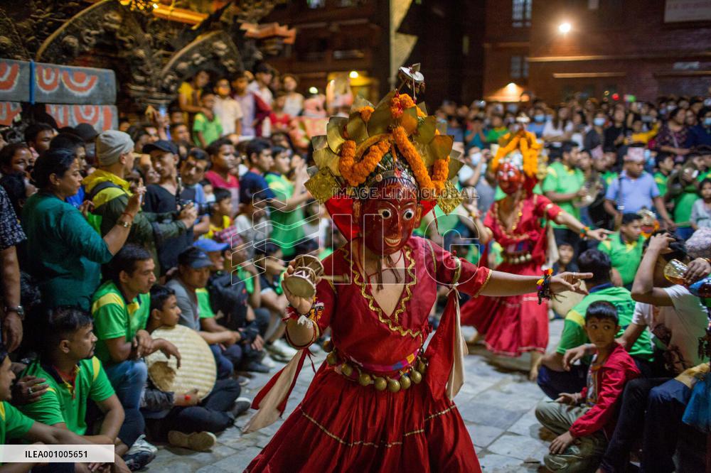 NEPAL-BHAKTAPUR-CULTURE-NIL BARAHI DANCE FESTIVAL