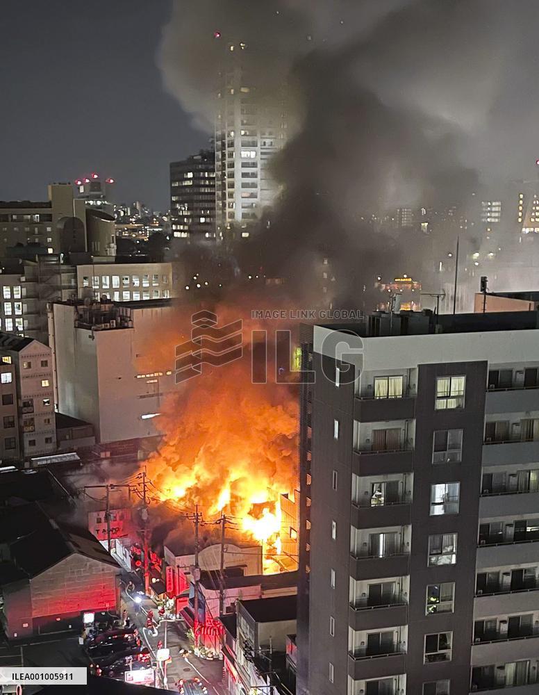 Fire at southwestern Japan market