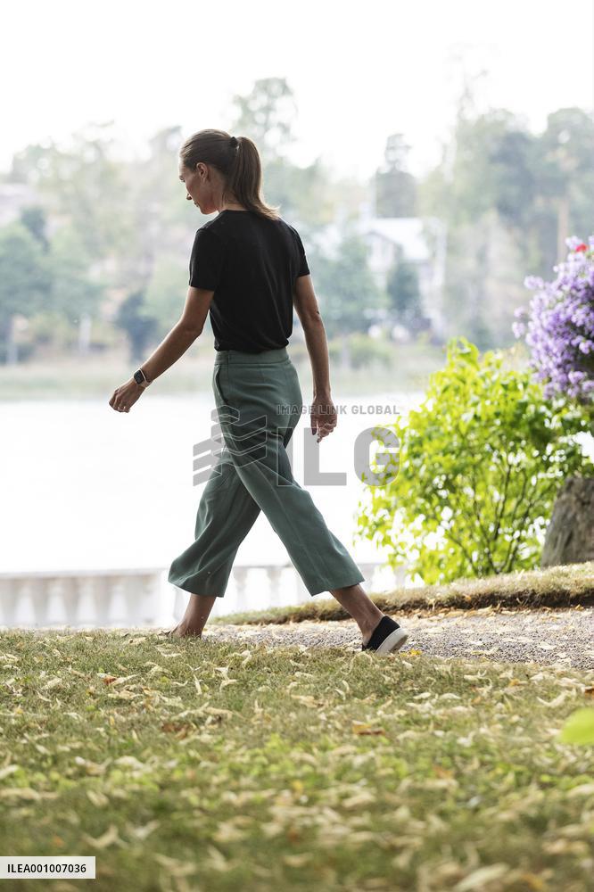 Prime minister of Finland Sanna Marin meets media