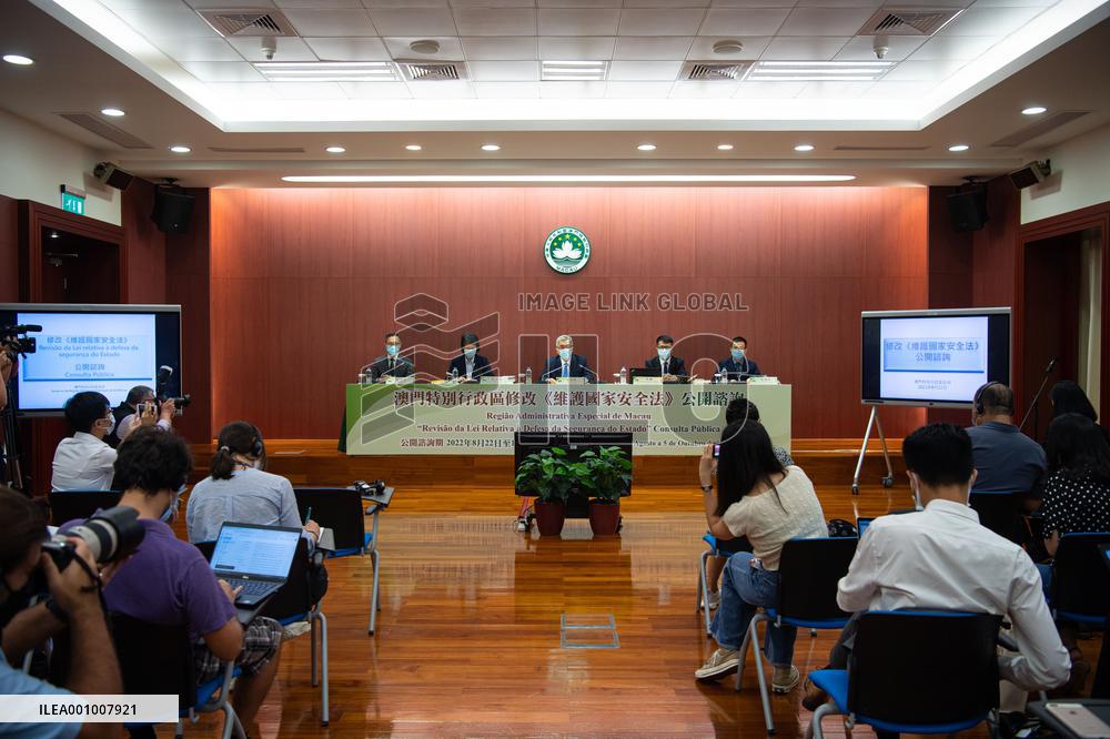 CHINA-MACAO-LAW ON SAFEGUARDING NATIONAL SECURITY-PRESS CONFERENCE (CN)