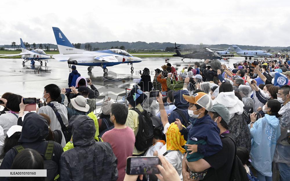 Blue Impulse aerobatic team flies in northeastern Japan