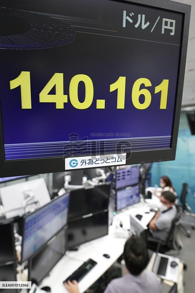 Yen falls to 24-year low vs. dollar in 140 zone