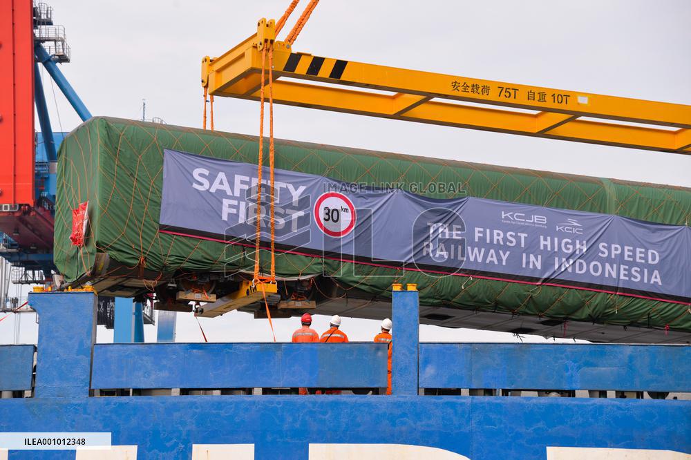 INDONESIA-JAKARTA-BANDUNG HIGH-SPEED RAILWAY-TRAINS-ARRIVAL