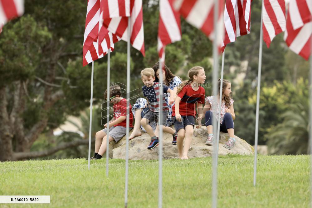 U.S.-MALIBU-9/11 TERRORIST ATTACKS-WAVES OF FLAGS