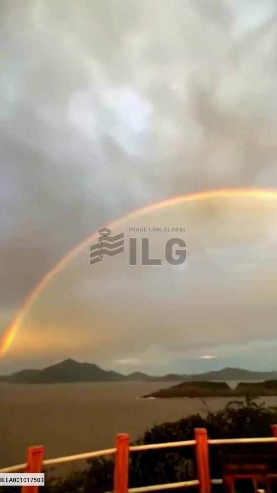 Rainbow at sunrise after typhoon