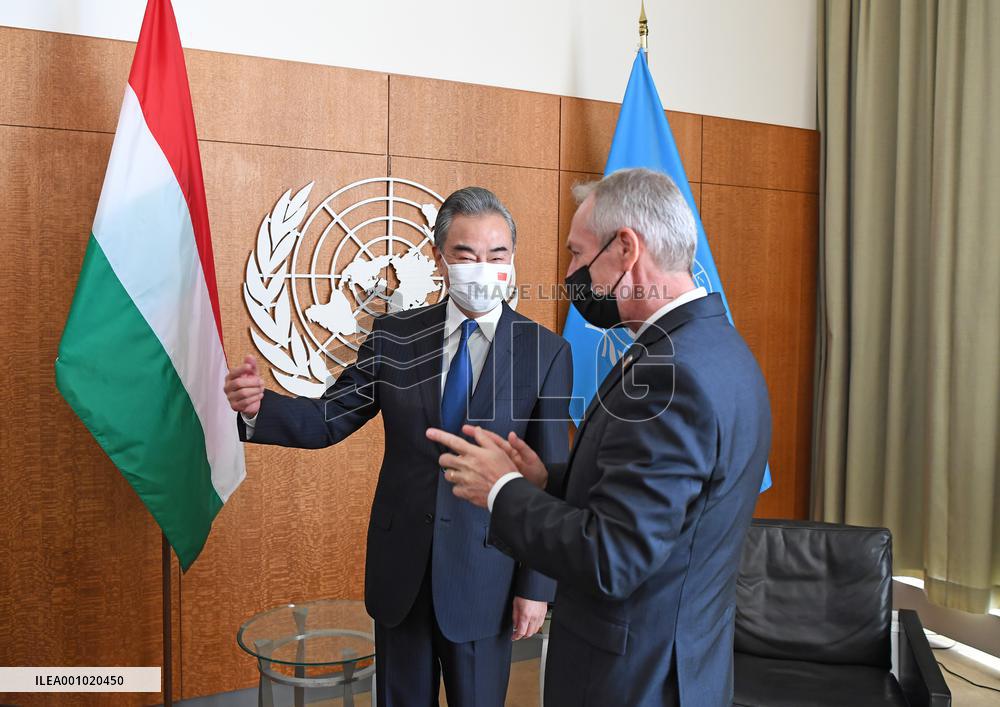 UN-CHINA-WANG YI-UNGA-PRESIDENT-MEETING