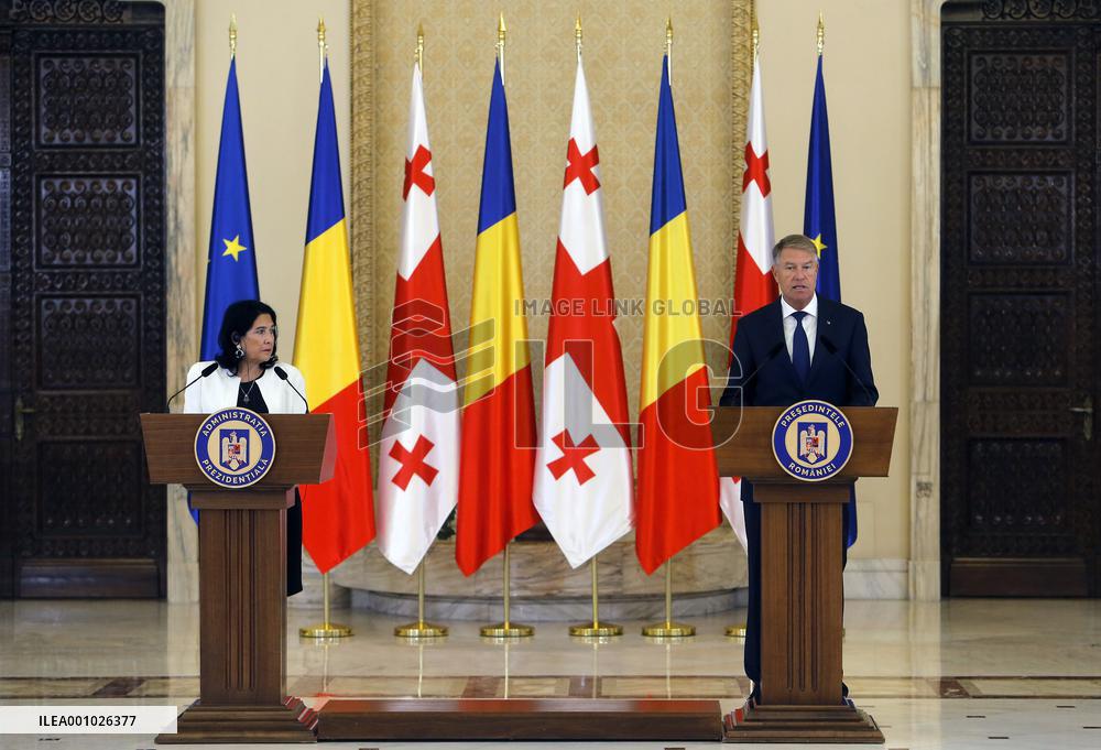 ROMANIA-BUCHAREST-PRESIDENT-GEORGIA-PRESIDENT-MEETING
