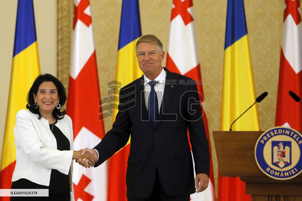 ROMANIA-BUCHAREST-PRESIDENT-GEORGIA-PRESIDENT-MEETING