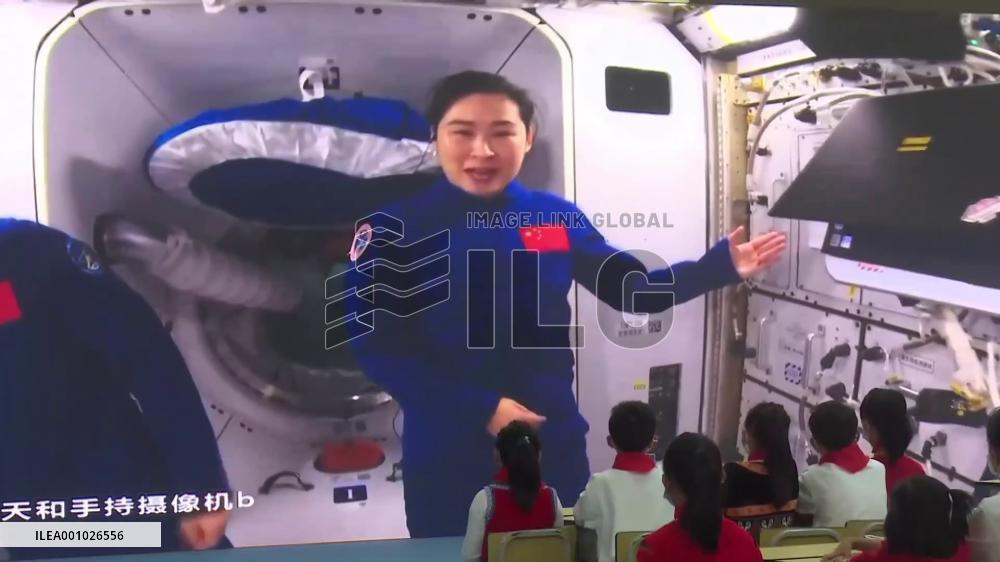 Chinese astronaut shows progress of plant growth in space