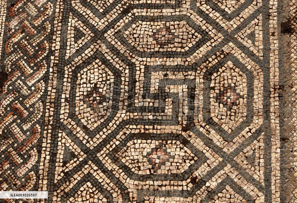 SYRIA-HOMS-AL-RASTAN-ROMAN MOSAIC PANEL-DISCOVERY