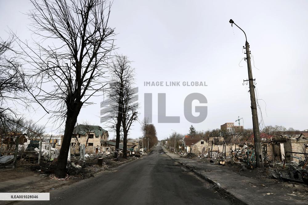 Destruction in Bucha near Kyiv